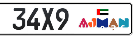 Ajman Plate number C 34X9 for sale - Short layout, Dubai logo, Сlose view