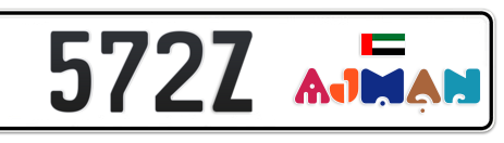 Ajman Plate number C 572Z for sale - Short layout, Dubai logo, Сlose view