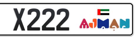 Ajman Plate number C X222 for sale - Short layout, Dubai logo, Сlose view