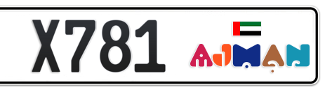 Ajman Plate number C X781 for sale - Short layout, Dubai logo, Сlose view