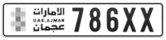 Ajman Plate number  * 786XX for sale - Long layout, Full view