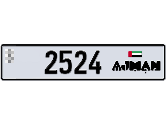 Ajman Plate number  * 2524 for sale - Long layout, Dubai logo, Full view