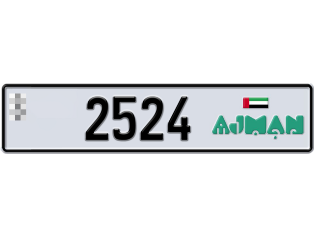 Ajman Plate number  * 2524 for sale - Long layout, Dubai logo, Full view