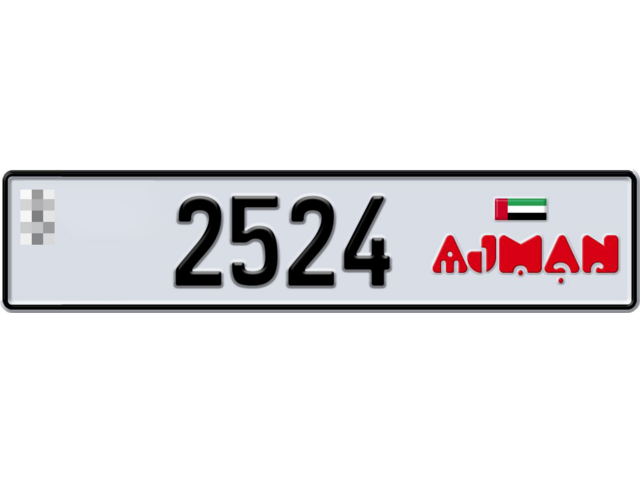 Ajman Plate number  * 2524 for sale - Long layout, Dubai logo, Full view