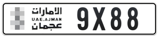 Ajman Plate number  * 9X88 for sale - Long layout, Full view