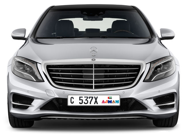 Ajman Plate number C 537X for sale - Long layout, Dubai logo, Full view