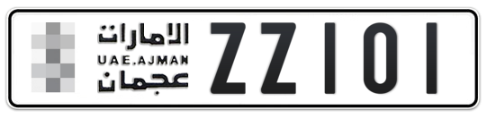 Ajman Plate number  * ZZ101 for sale - Long layout, Full view