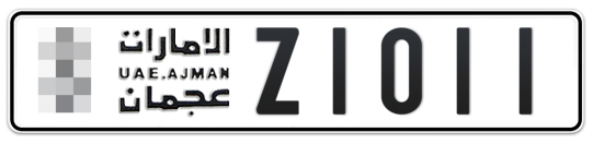 Ajman Plate number  * Z1011 for sale - Long layout, Full view