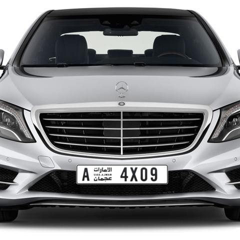 Ajman Plate number A 4X09 for sale - Long layout, Сlose view