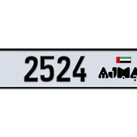 Ajman Plate number  * 2524 for sale - Long layout, Dubai logo, Сlose view