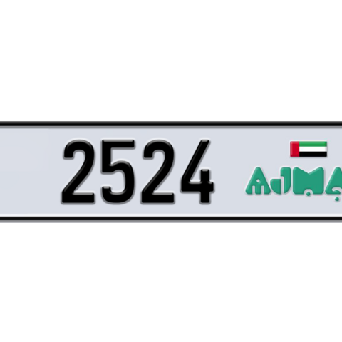 Ajman Plate number  * 2524 for sale - Long layout, Dubai logo, Сlose view