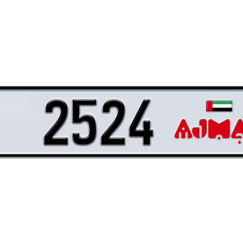 Ajman Plate number  * 2524 for sale - Long layout, Dubai logo, Сlose view