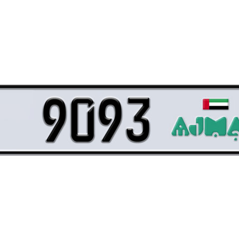 Ajman Plate number  * 9093 for sale - Long layout, Dubai logo, Сlose view