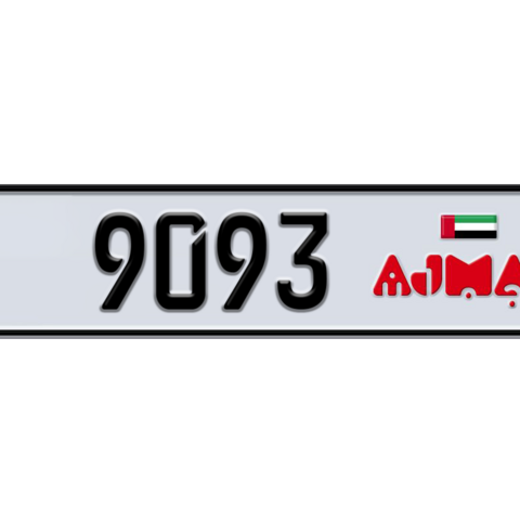 Ajman Plate number  * 9093 for sale - Long layout, Dubai logo, Сlose view