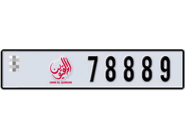 Umm Al Quwain Plate number  * 78889 for sale - Long layout, Dubai logo, Full view