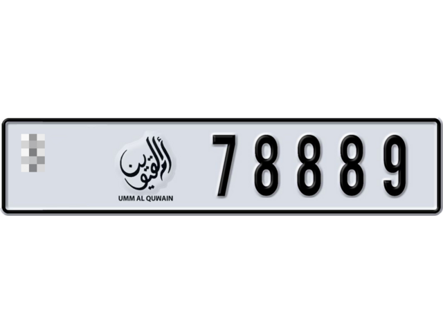 Umm Al Quwain Plate number  * 78889 for sale - Long layout, Dubai logo, Сlose view