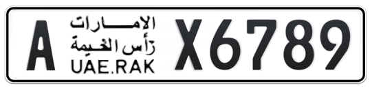 A X6789 - Plate numbers for sale in Ras Al Khaimah