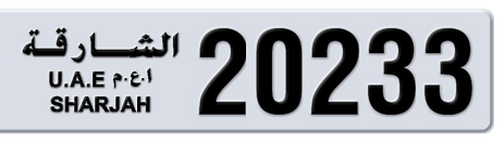 Sharjah Plate number 2 20233 for sale - Short layout, Сlose view