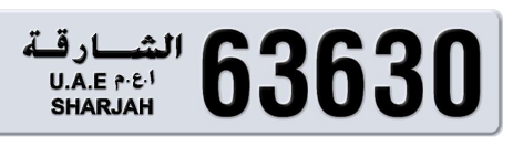 Sharjah Plate number 3 63630 for sale - Short layout, Сlose view