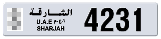 Sharjah Plate number  * 4231 for sale - Long layout, Сlose view